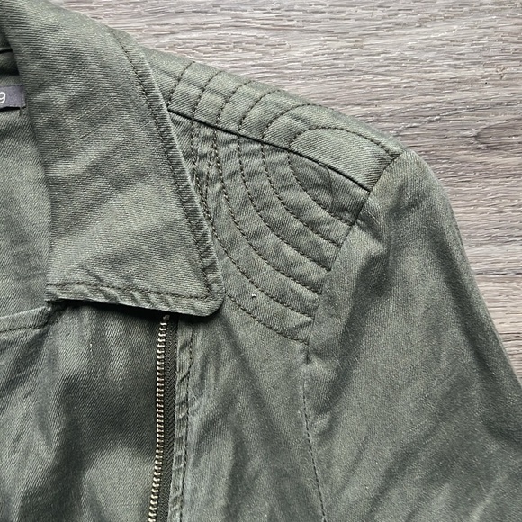 Anthropologie X Level 99 Women’s Linen Blend Moto Jacket Blazer Size Large - Picture 9 of 13